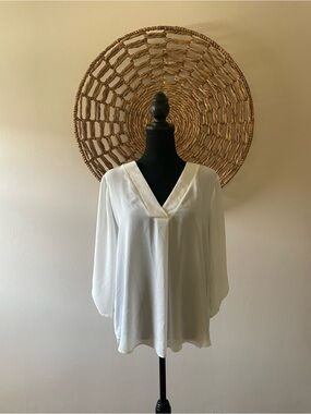 Lush V-Neck White Blouse